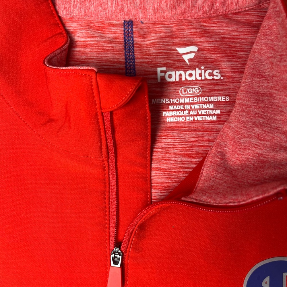 Fanatics Philadelphia Phillies Pullover Mens Large Red Quarter Zip MLB Logo - Picture 3 of 9
